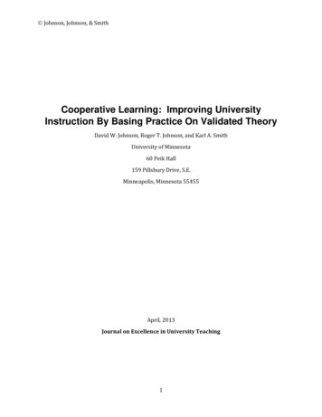 Cooperative Learning: Improving University Instruction By .