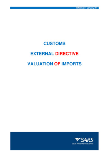 SC-CR-A-03 - Valuation Of Imports - External Directive