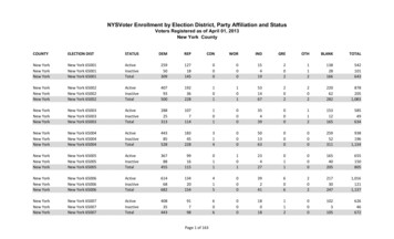 Voters Registered As Of April 01, 2013 New York County