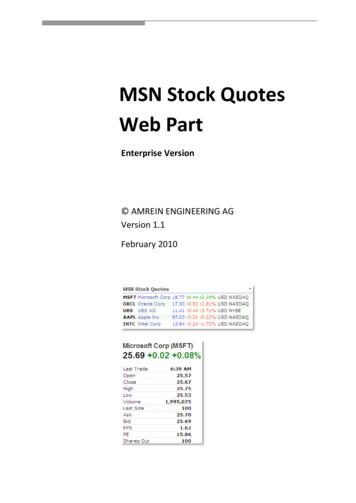 MSN Stock Quotes Web Part - Amrein Engineering