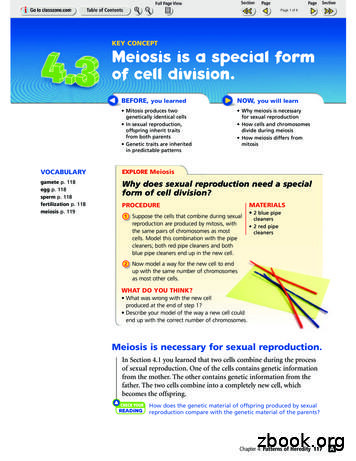 Meiosis Is A Special Form Of Cell Division.