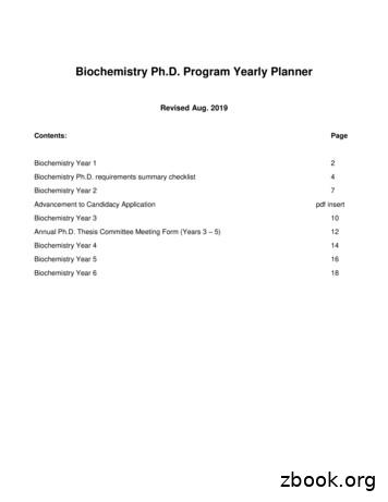 Biochemistry Ph.D. Program Yearly Planner