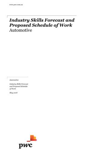 Industry Skills Forecast And Proposed Schedule Of Work Automotive