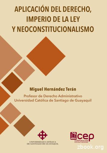 Aplicación Del Derecho, Imperio De La Ley Y Neoconstitucionalismo