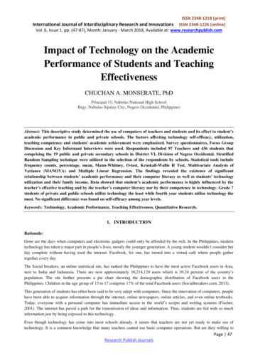 Impact Of Technology On The Academic Performance Of Students And .