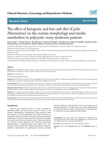 The Effect Of Ketogenic And Low Carb Diet (Cyclic Alternation) On The .