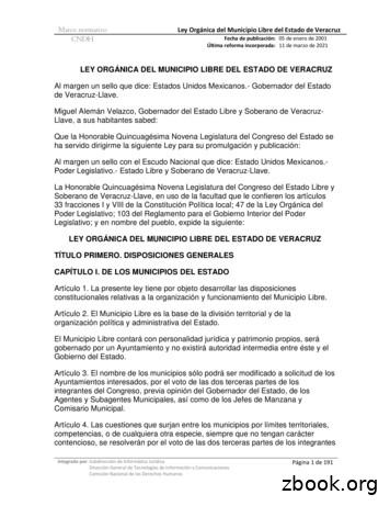 Ley Orgánica Del Municipio Libre Del Estado De Veracruz - CNDH