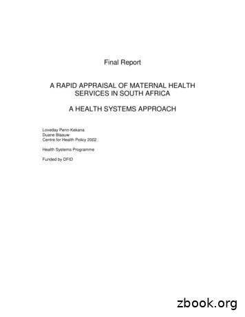 Final Report A RAPID APPRAISAL OF MATERNAL HEALTH SERVICES IN SOUTH .