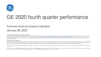 GE 2020 Fourth Quarter Performance - General Electric