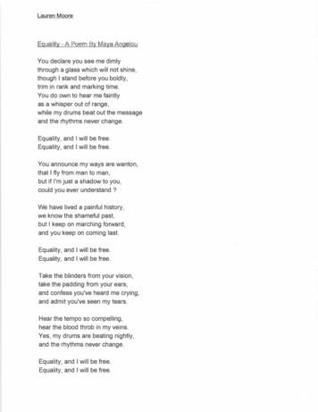 Equality -A Poem By Maya Angelou - KERA