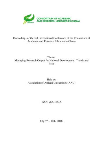 CONFERENCE OF THE CONSORTIUM OF ACADEMIC AND RESEARCH . - Carligh