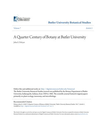 A Quarter Century Of Botany At Butler University