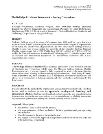 The Baldrige Excellence Framework - Scoring Dimensions