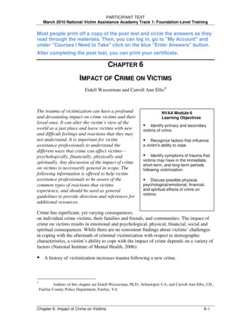 Chapter 3: THE IMPACT OF CRIME ON VICTIMS