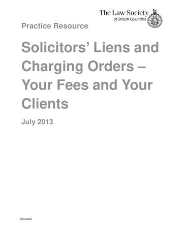 Practice Resource: Solicitors' Liens And Charging Orders .