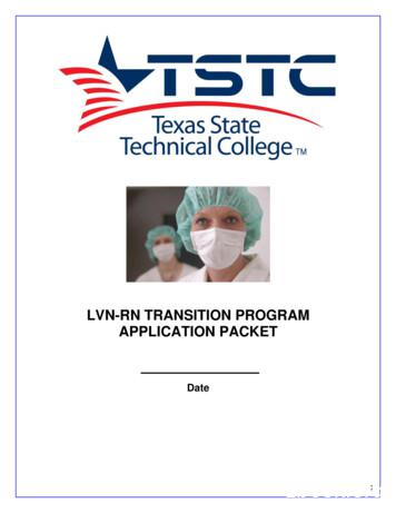 LVN-RN TRANSITION PROGRAM APPLICATION PACKET - Texas State Technical .