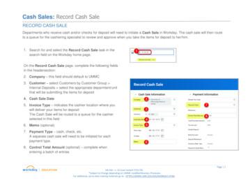 Cash Sales: Record Cash Sale - University Of Mississippi Medical Center