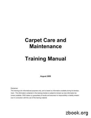 Carpet Care Training Manual Final - Office Of General Services