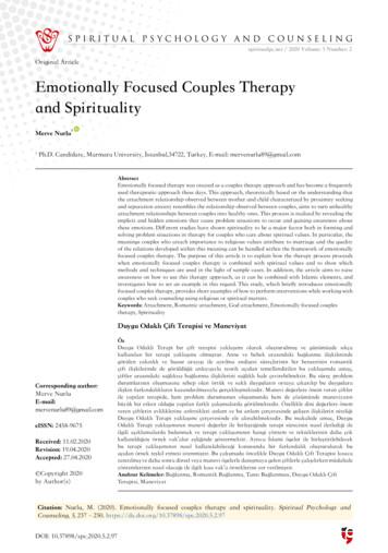Emotionally Focused Couples Therapy And Spirituality