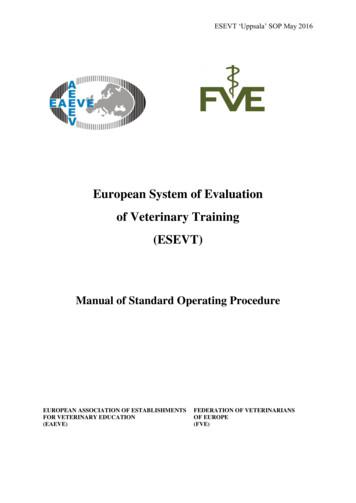European System Of Evaluation Of Veterinary Training (ESEVT) - EAEVE