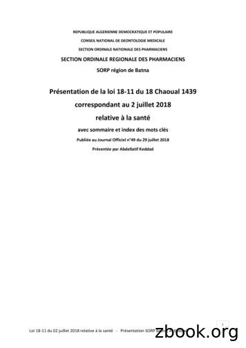 Présentation De La Loi 18-11 Du 18 Chaoual 1439 .