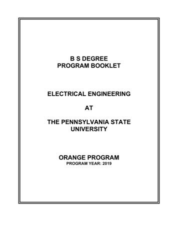 B S DEGREE PROGRAM BOOKLET ELECTRICAL ENGINEERING AT THE .