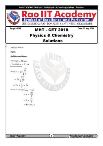 Target -2018 MHT CET 2018 Date: 10 May 2018 Physics .