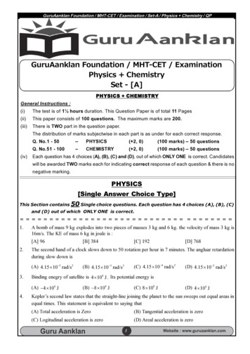 GuruAanklan Foundation / MHT-CET / Examination Physics .